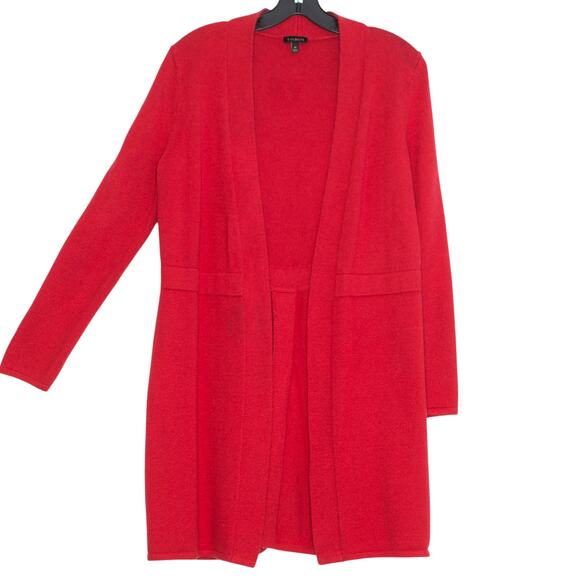 Talbots Cardigan Sweater Long Duster Minimalist Classic Casual Open Red Medium - Picture 1 of 5